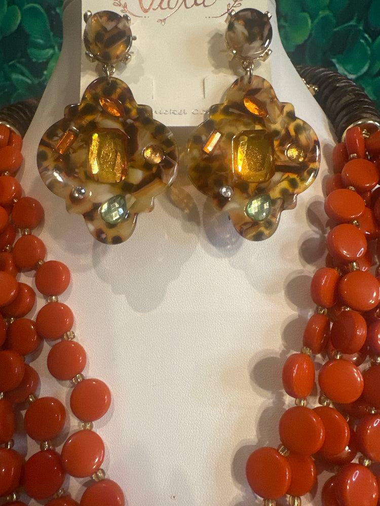 Orange Multilayer Necklace Set
