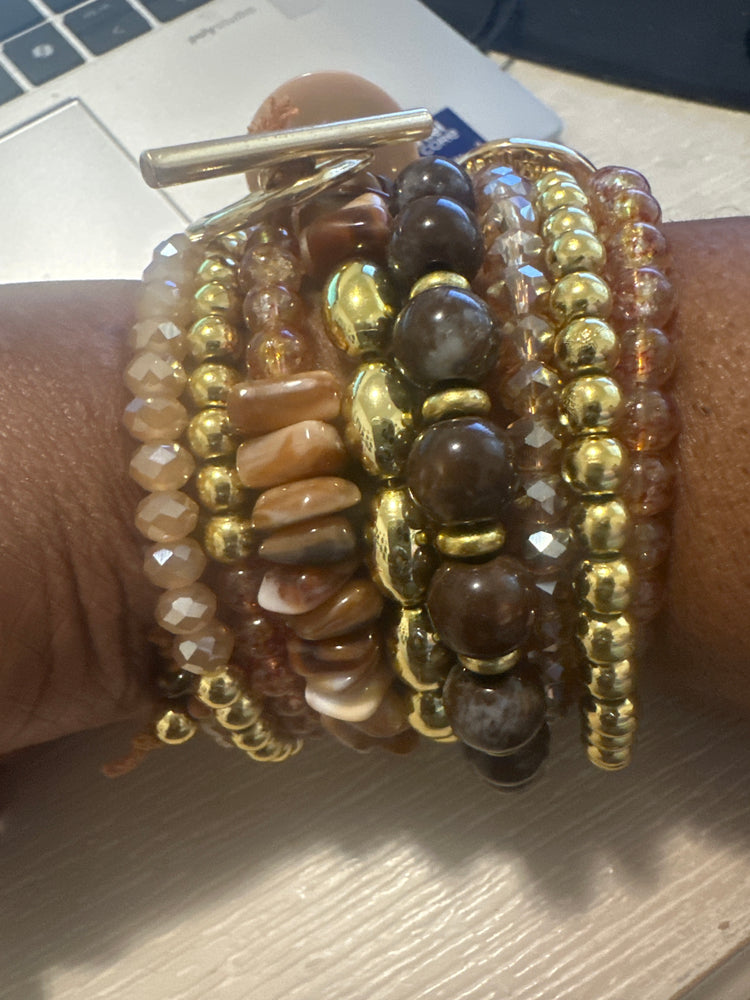 Brown Beaded Wrap Bracelet