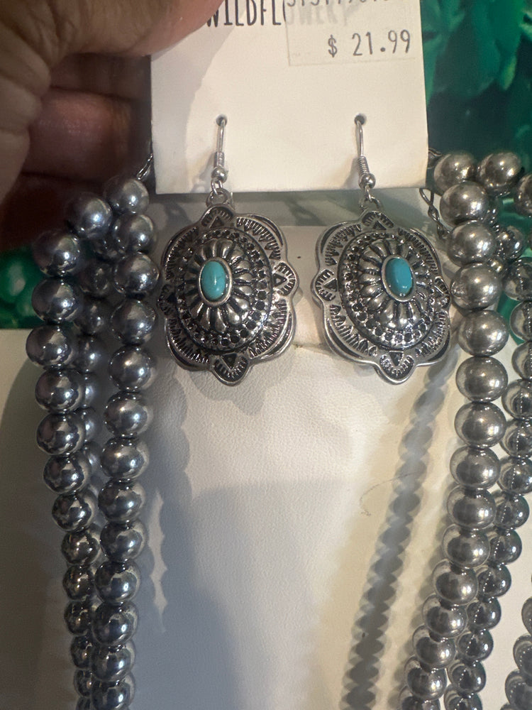 Triple Strand Silver Medallion Necklace