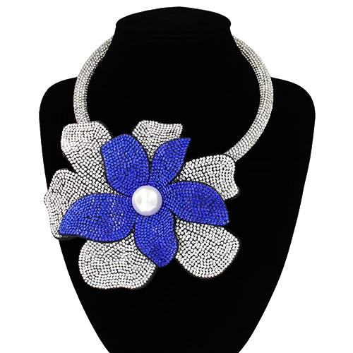 Rhinestone Flower Statement Necklace