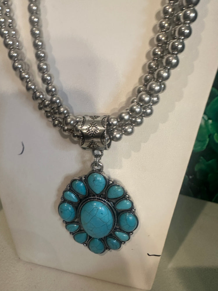 Triple Strand Turquoise Blossom Necklace