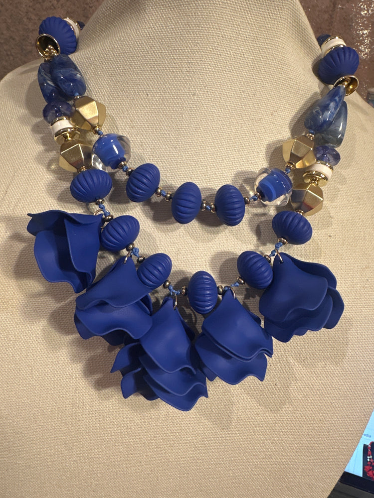 Flower Petals Beaded Statement Necklace