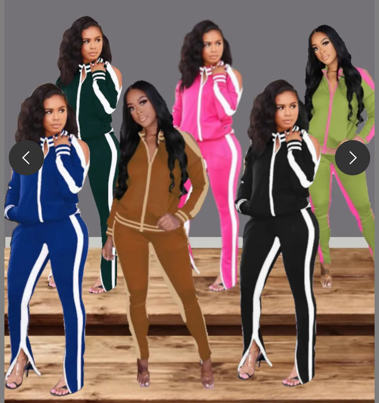 2 Piece Cold Shoulder Track Suit