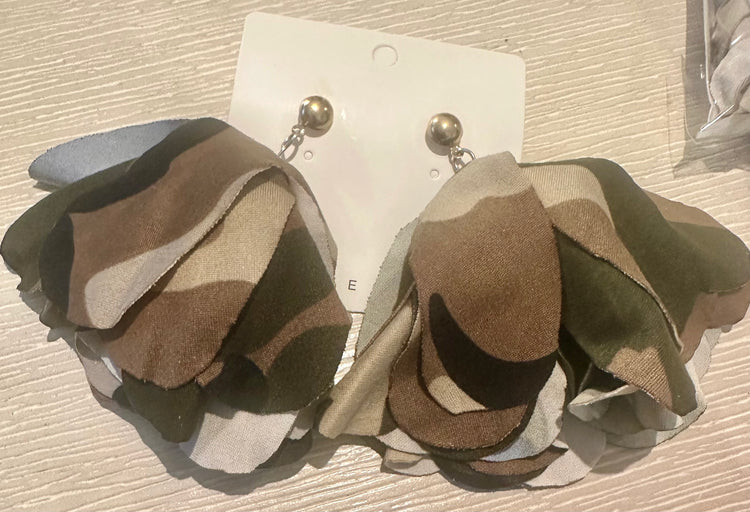 Camo Soft Petals Fabric Earrings