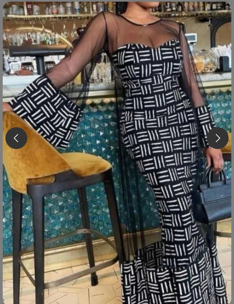 Mesh Flare Sleeve Cover with Matching Dress