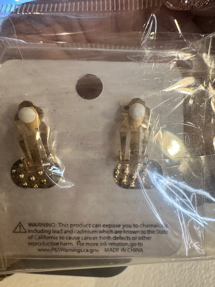 Gold Star Rhinestone Clip On Earrings