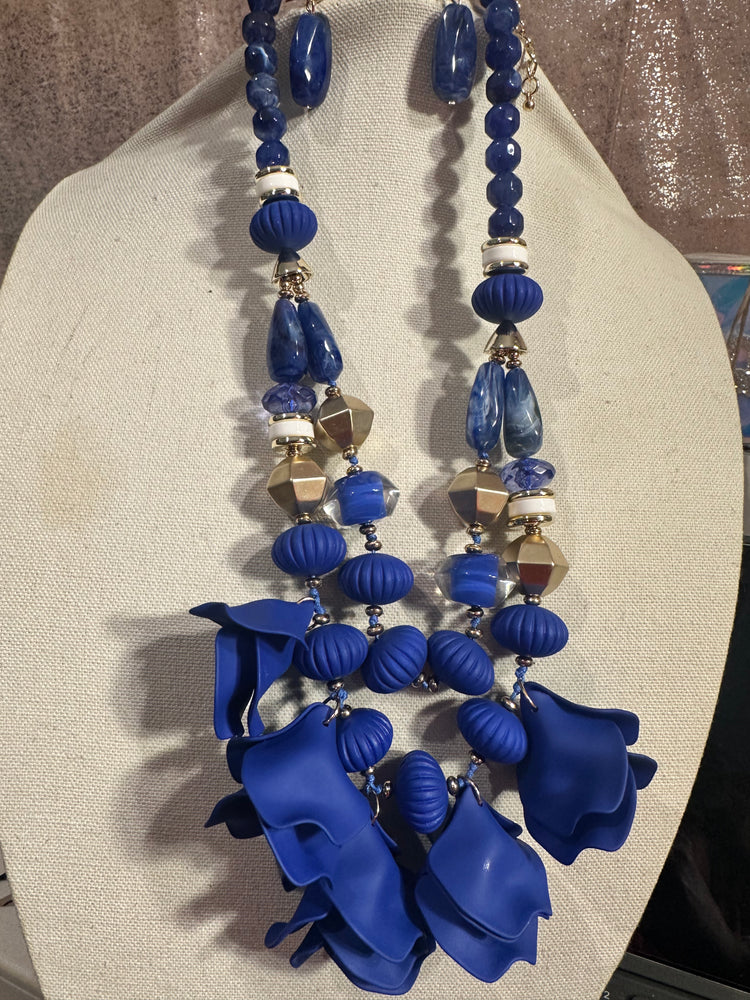 Flower Petals Beaded Statement Necklace