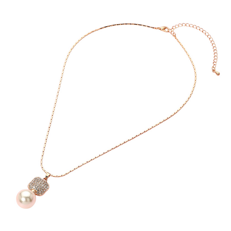 Single Pearl Rhinestone pendent Necklace