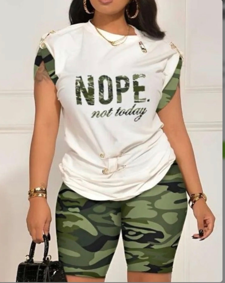 Not Today Camo Short Set
