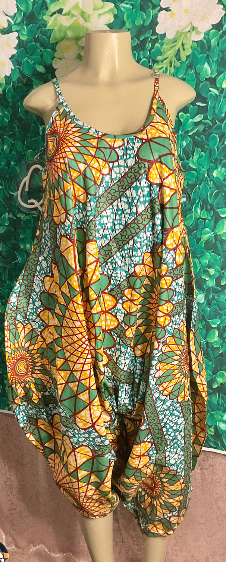 Green Gold Print Balloon Jumper