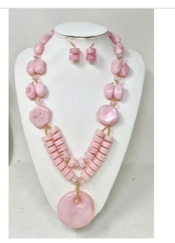 Pink Chunky Statement Necklace