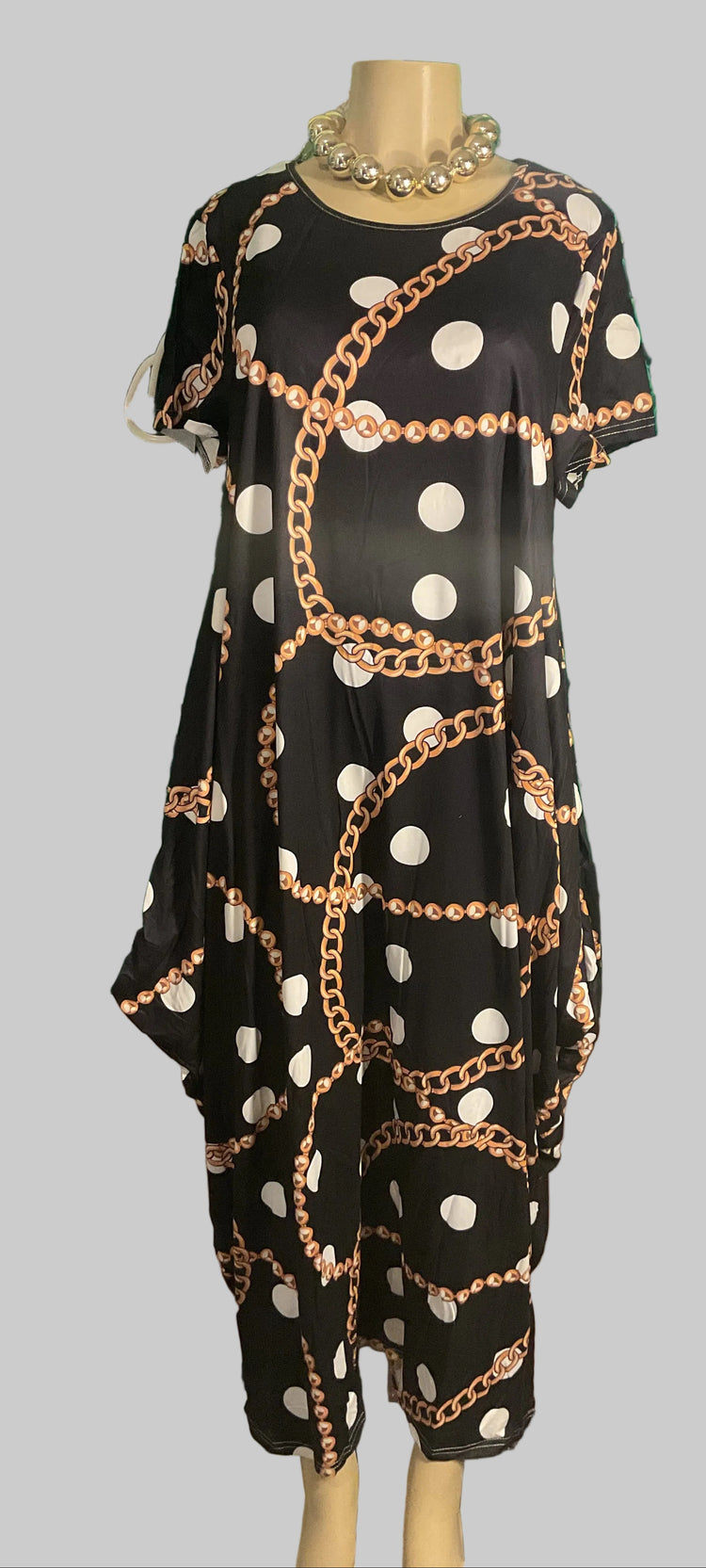 Black Gold Polka Dot Maxi Dress