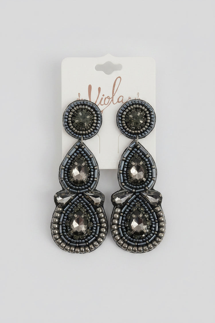 Charcoal Black Teardrop Earrings