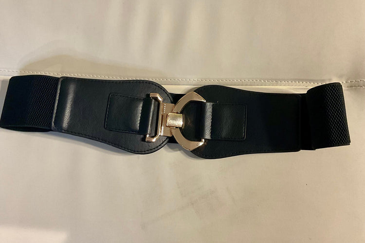 Black Gold Buckle Stretchy Belt