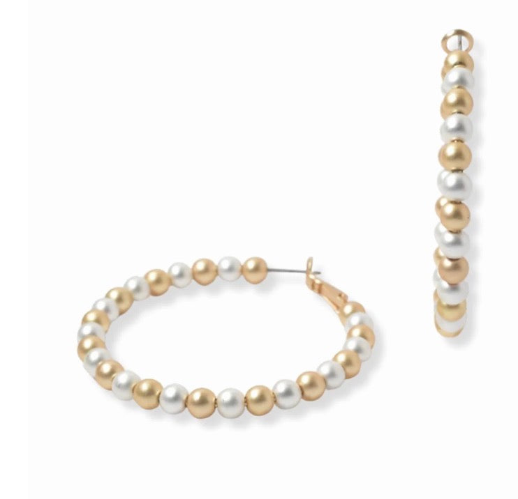 Mixed Beaded Round Hoops Earrings