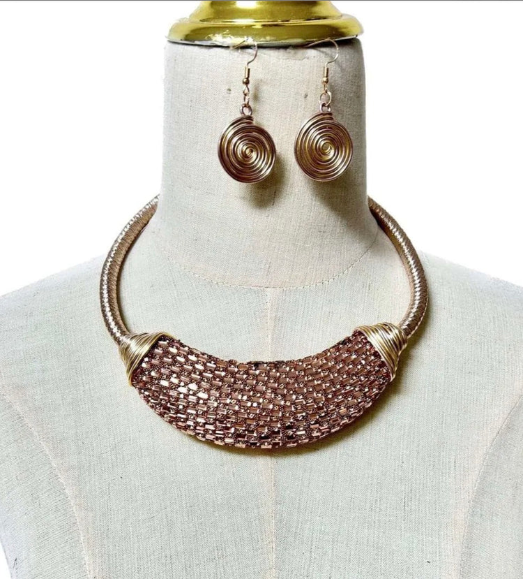 Rose Gold Amber Collar Statement Necklace