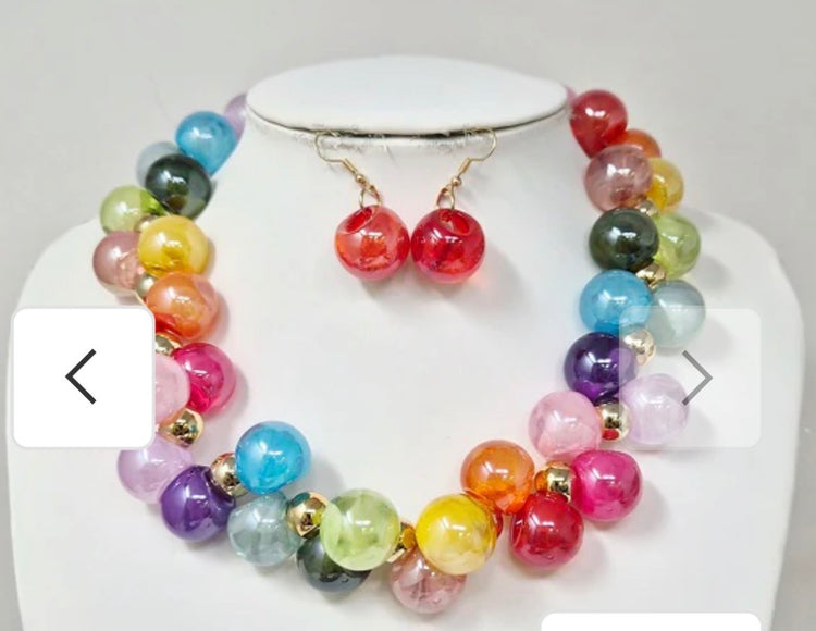 Multicolor Bubble Cluster Necklace