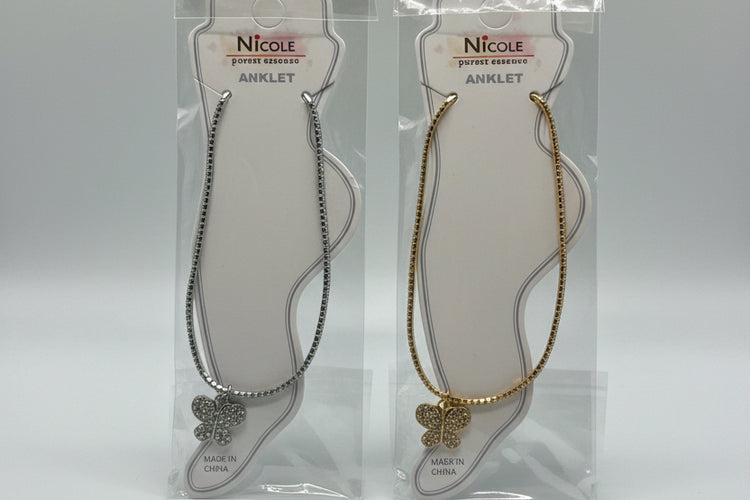 Stretchy Rhinestone Butterfly Anklet