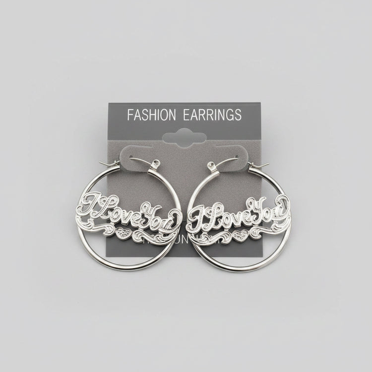 I Love You Hoops Earrings