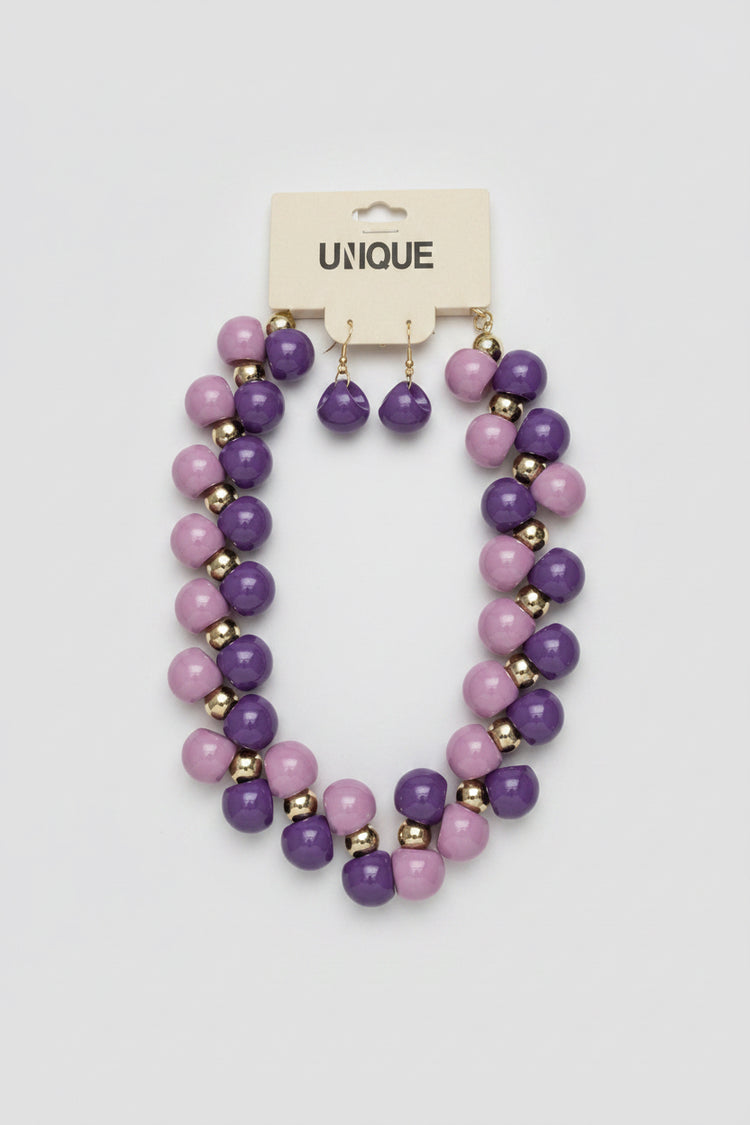 Purple Mix Bubble Necklace Set