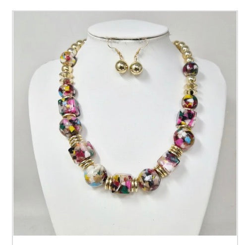 Marble Multicolor Beaded Necklace