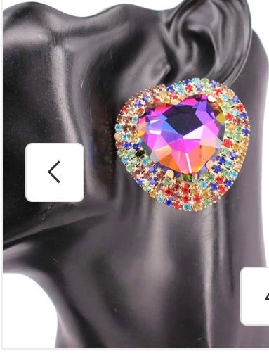 Oilspill Heart Jewel Clip Ons