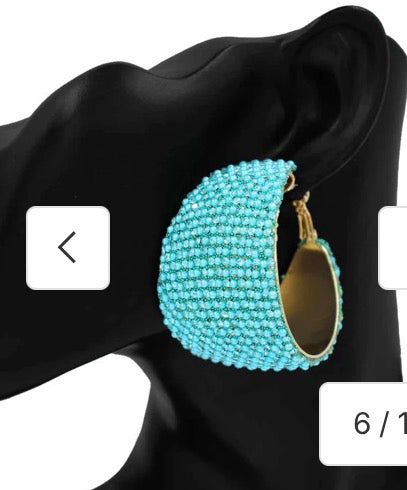 Rhinestone Pearl Chunky Hoops