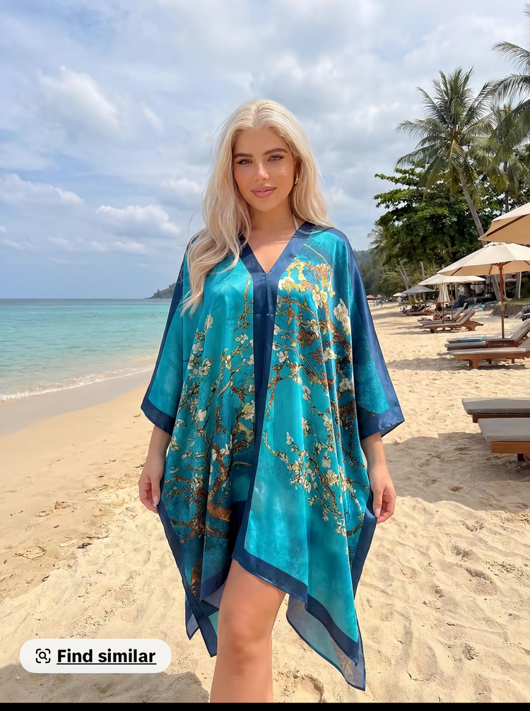V-Neck Scarf Hem Cover up