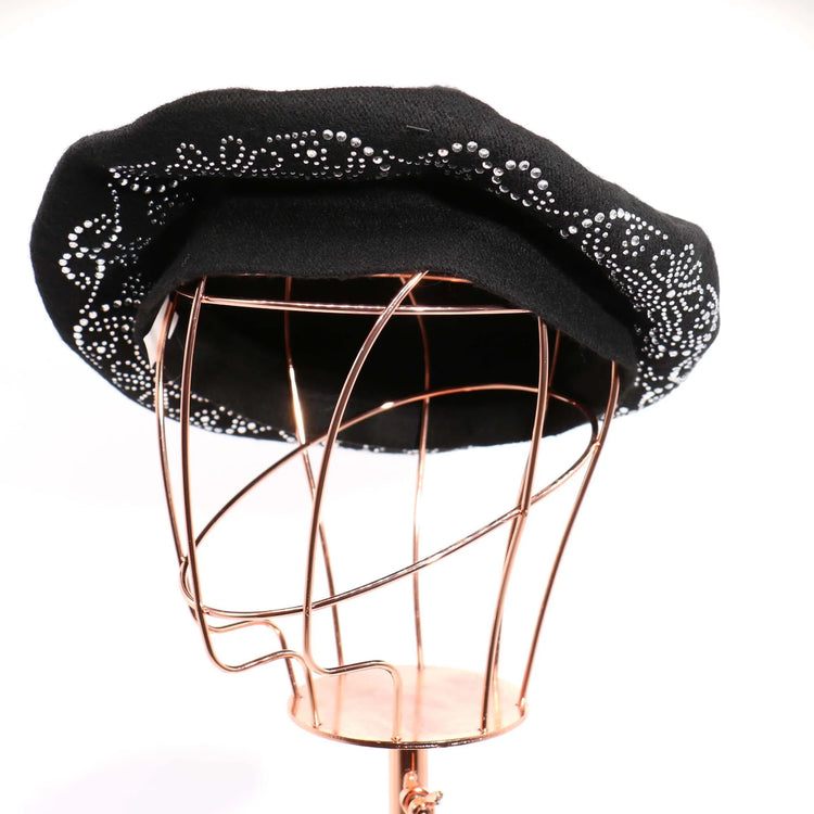 Black Rhinestone Tam Hat