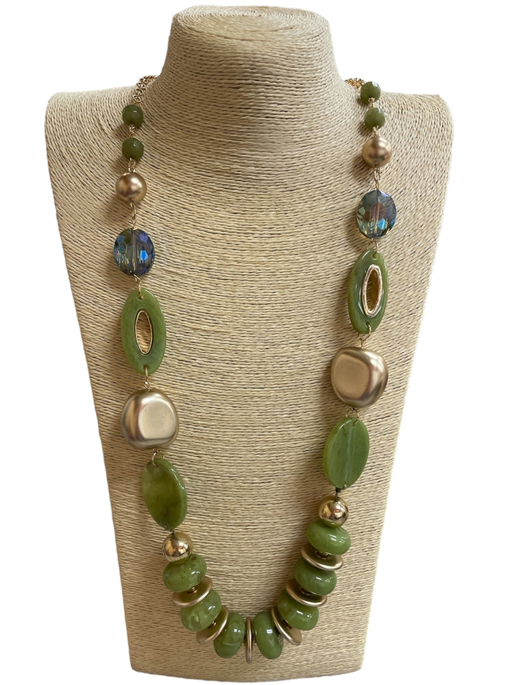 Green Long Beaded Necklace