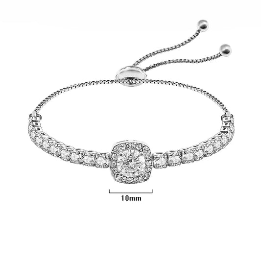 Silver Drawstring Crystal Tennis Bracelet