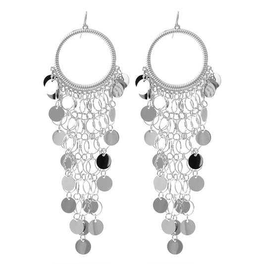 Silver Sparkle Sequins Dangle Earrings