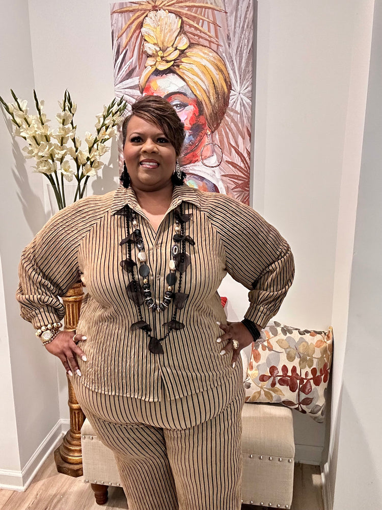 Striped Two Piece Pants Set