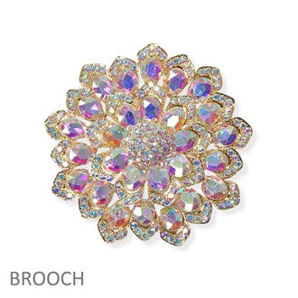 Gold AB Flower Brooch