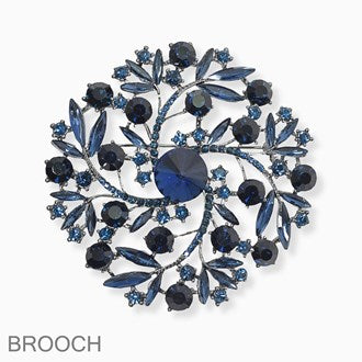 Navy Blue Flower Brooch