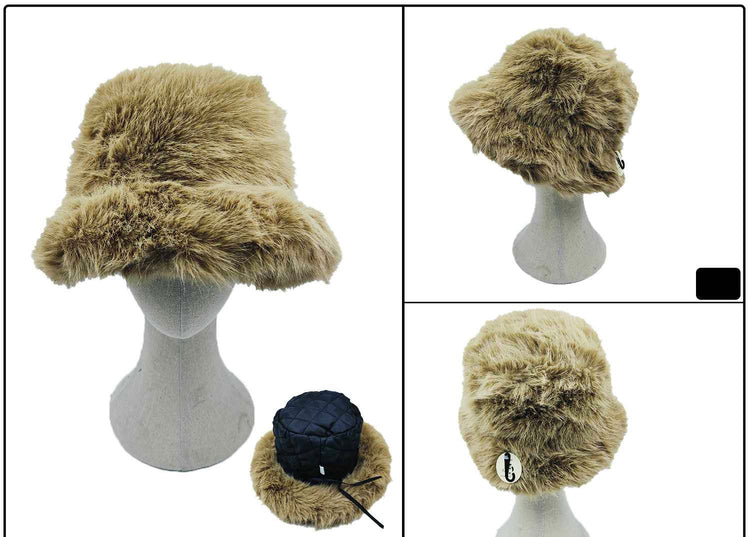 Fur Solid Bucket Hat