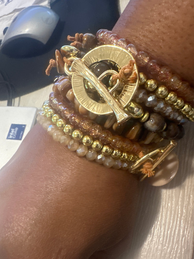 Brown Beaded Wrap Bracelet
