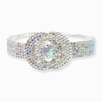 Rhinestone Front Closure Cuff Bracelet