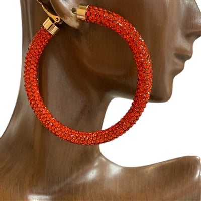 Red Rhinestone Sparkle Hoops