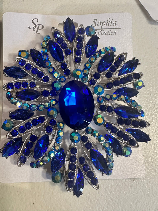 Large Royal Blue Sparkle Brooch