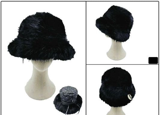 Fur Solid Bucket Hat