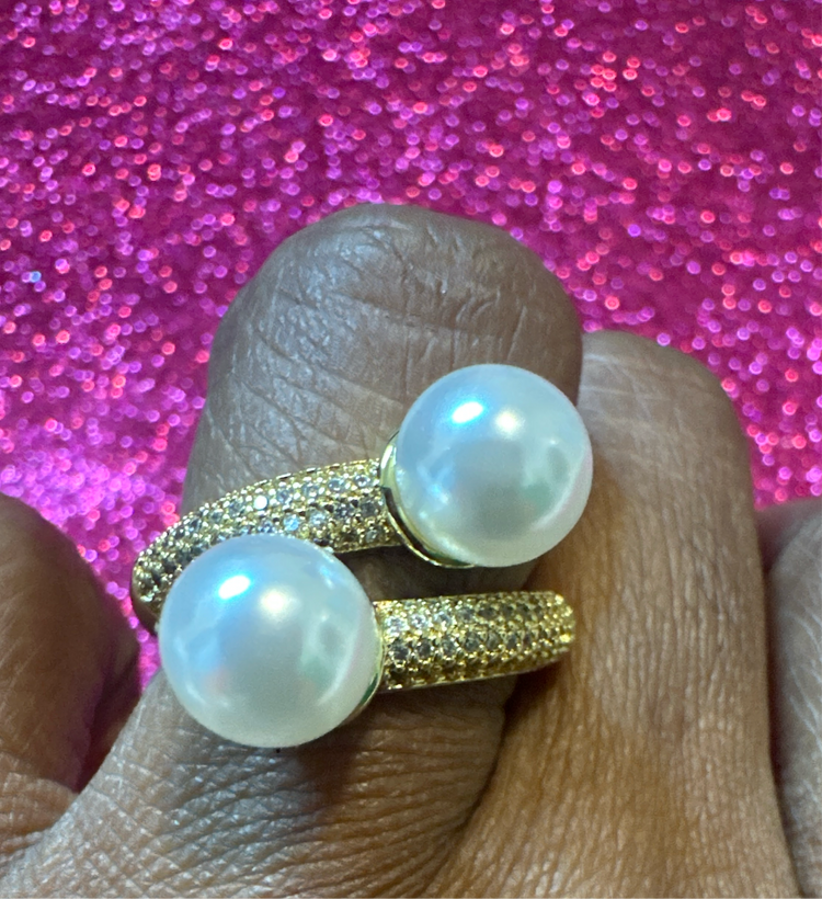 Gold Double Pearl Ring