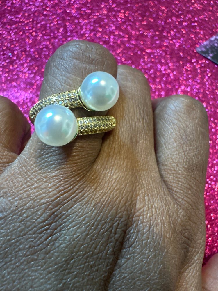 Gold Double Pearl Ring