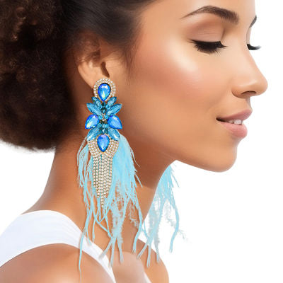 Long Feather Jewel Earrings