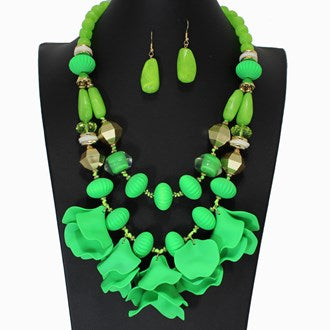 Flower Petals Beaded Statement Necklace