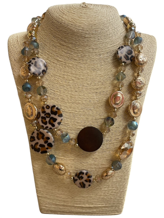 Leopard 2 Layer Short Necklace