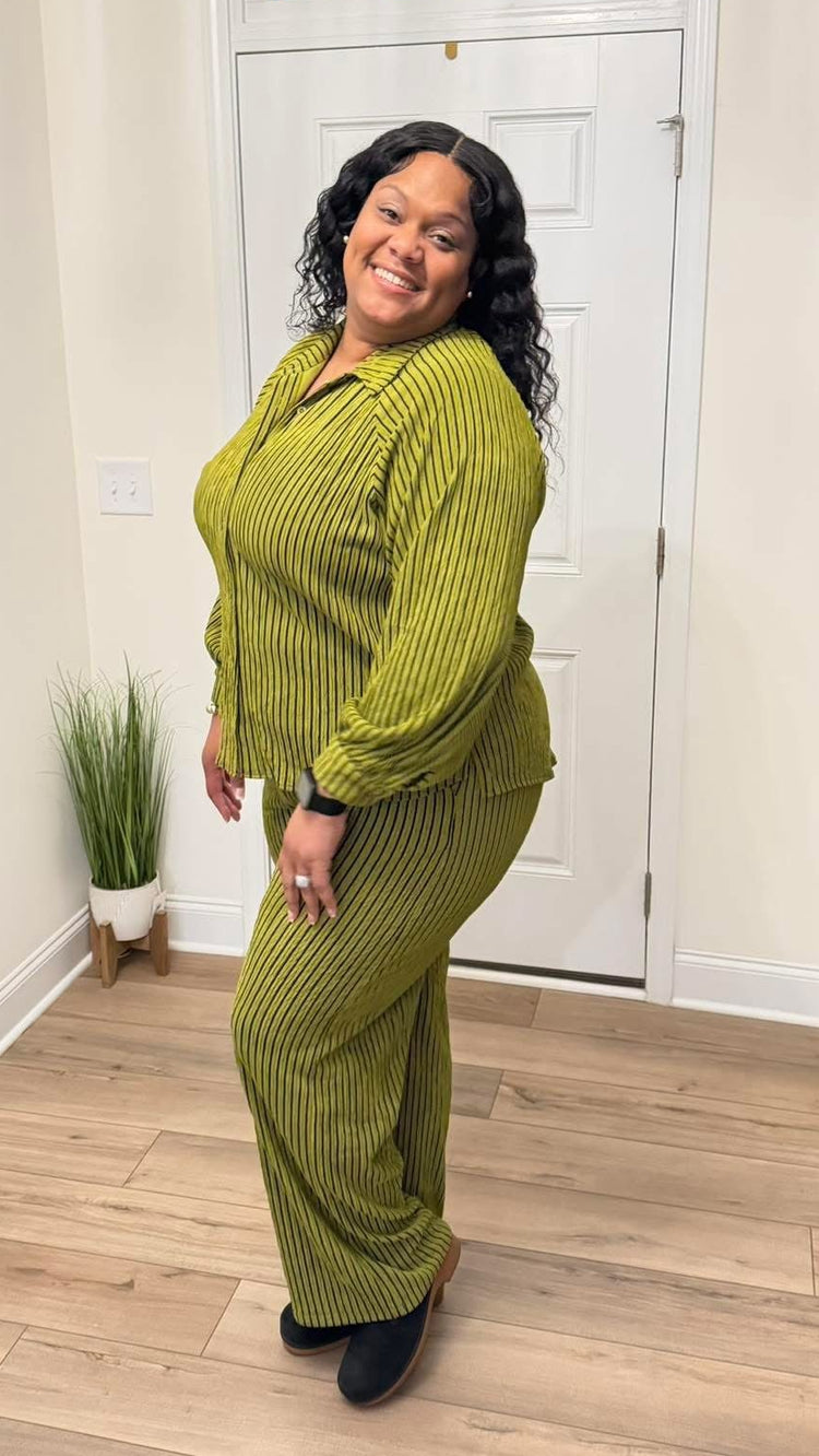 Striped Two Piece Pants Set