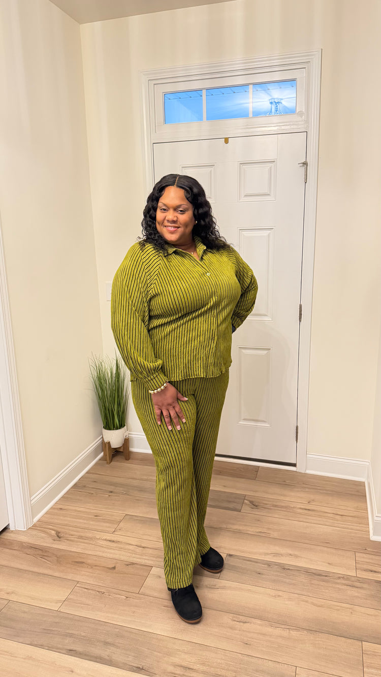 Striped Two Piece Pants Set