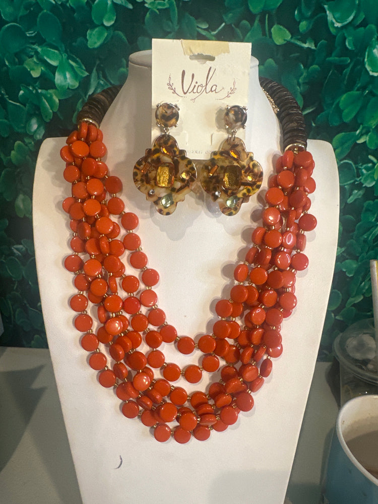 Orange Multilayer Necklace Set