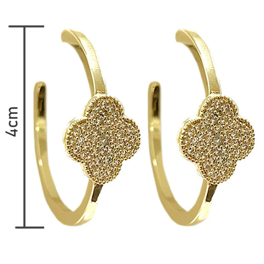 Gold Clover Hoops